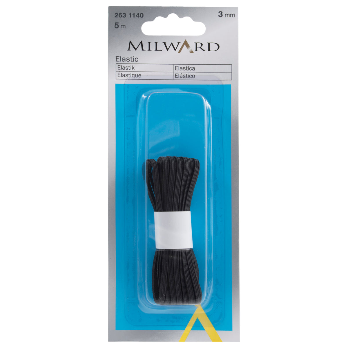 Black 3mm braided elastic