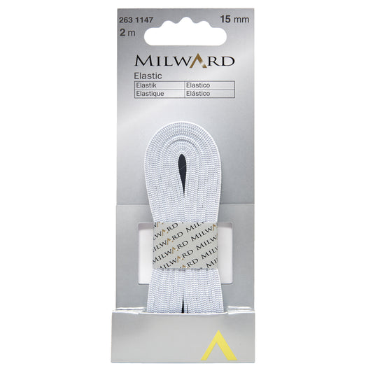 White 15mm knitted elastic