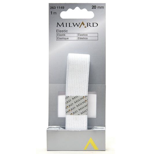 White 20mm knitted elastic