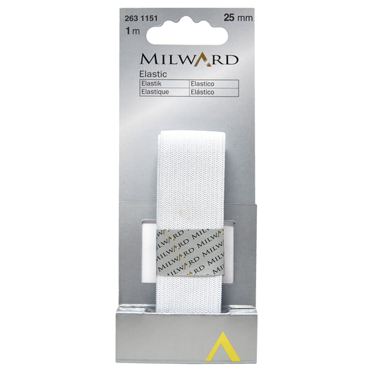 White 25mm knitted elastic