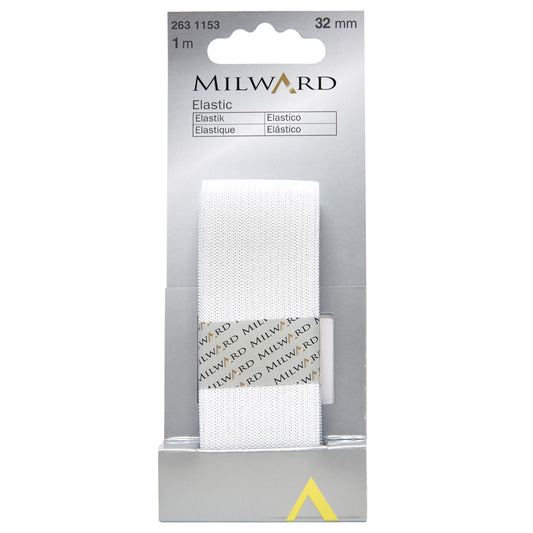 White 32mm knitted elastic