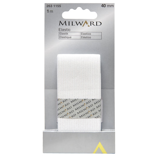 White 40mm knitted elastic