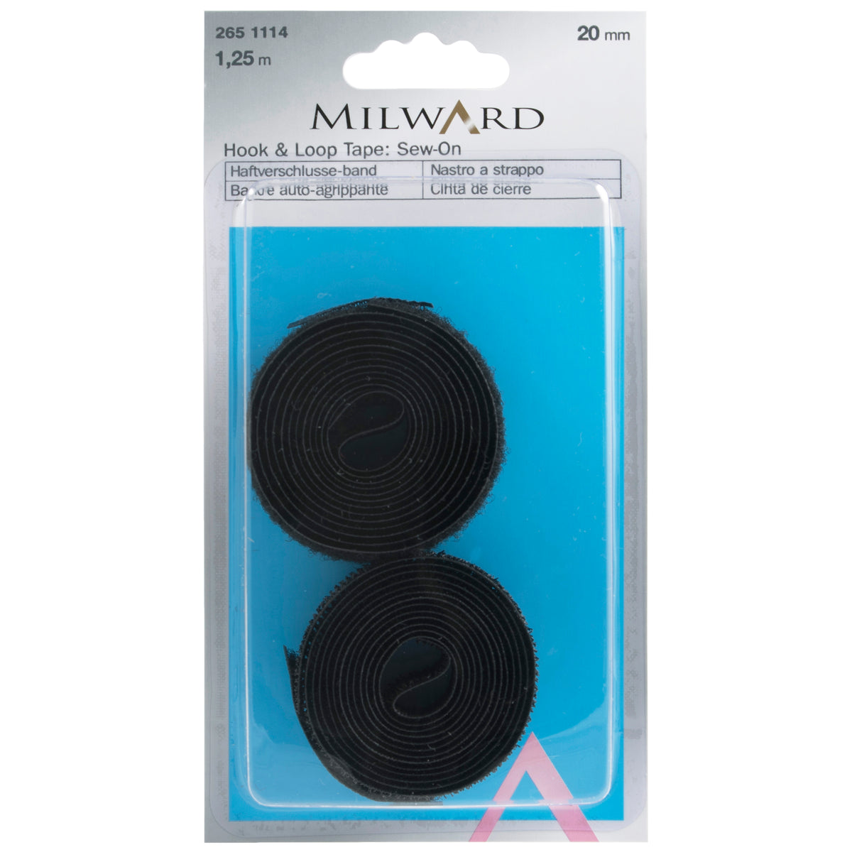 Black sew-on hook and loop tape