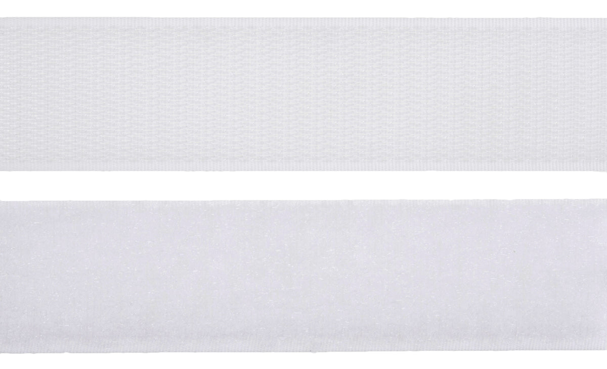 White sew-on hook and loop tape