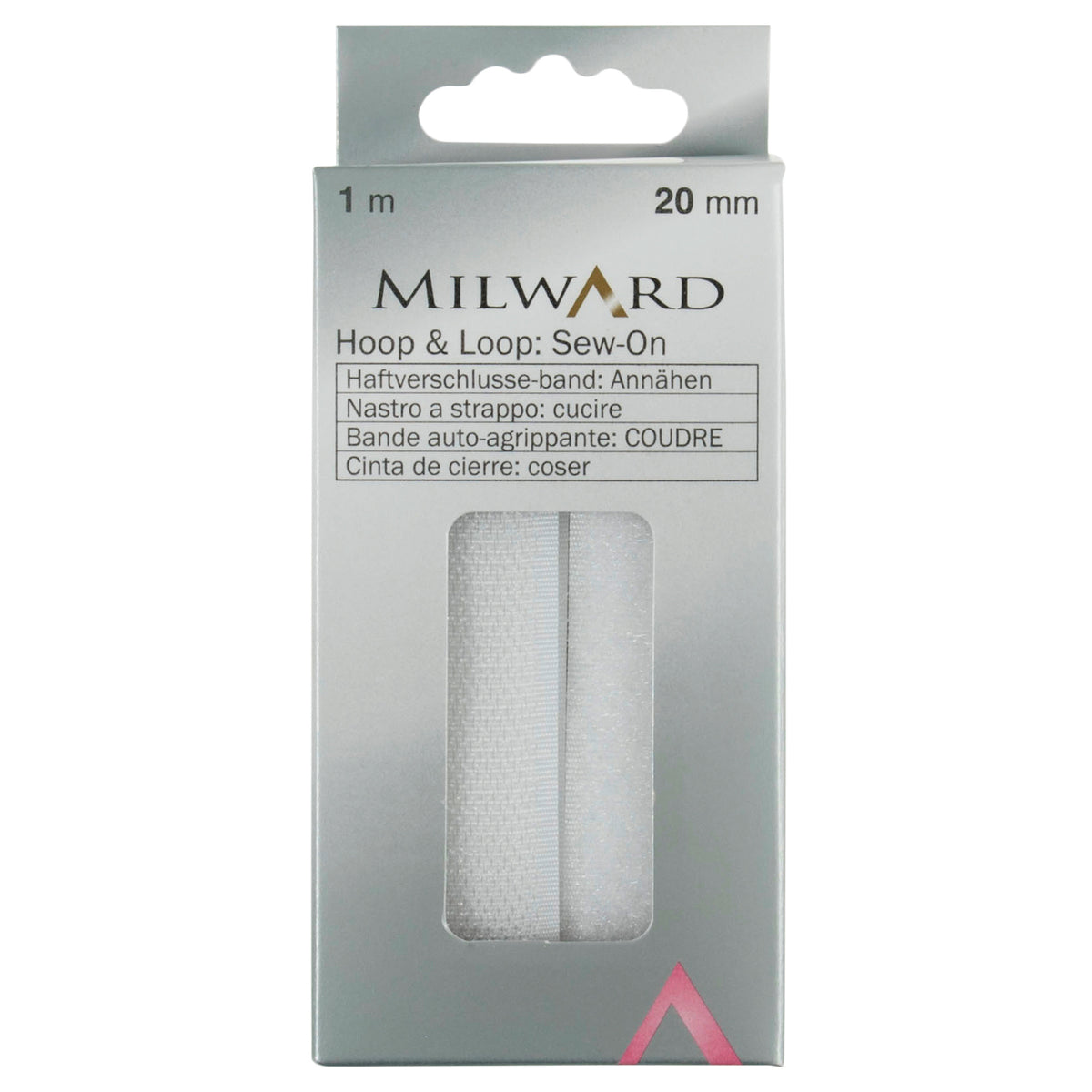 White sew-on hook and loop tape