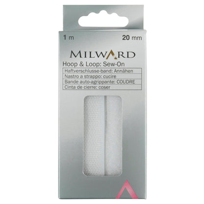 White sew-on hook and loop tape
