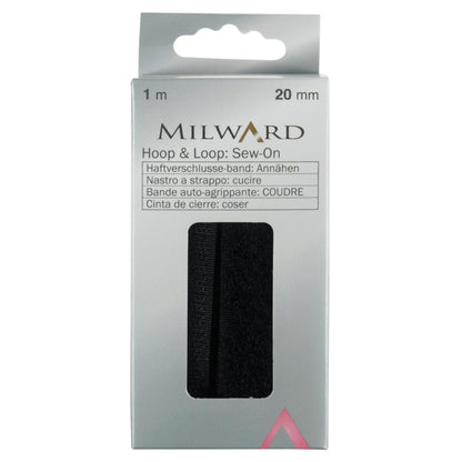 Black sew-on hook and loop tape