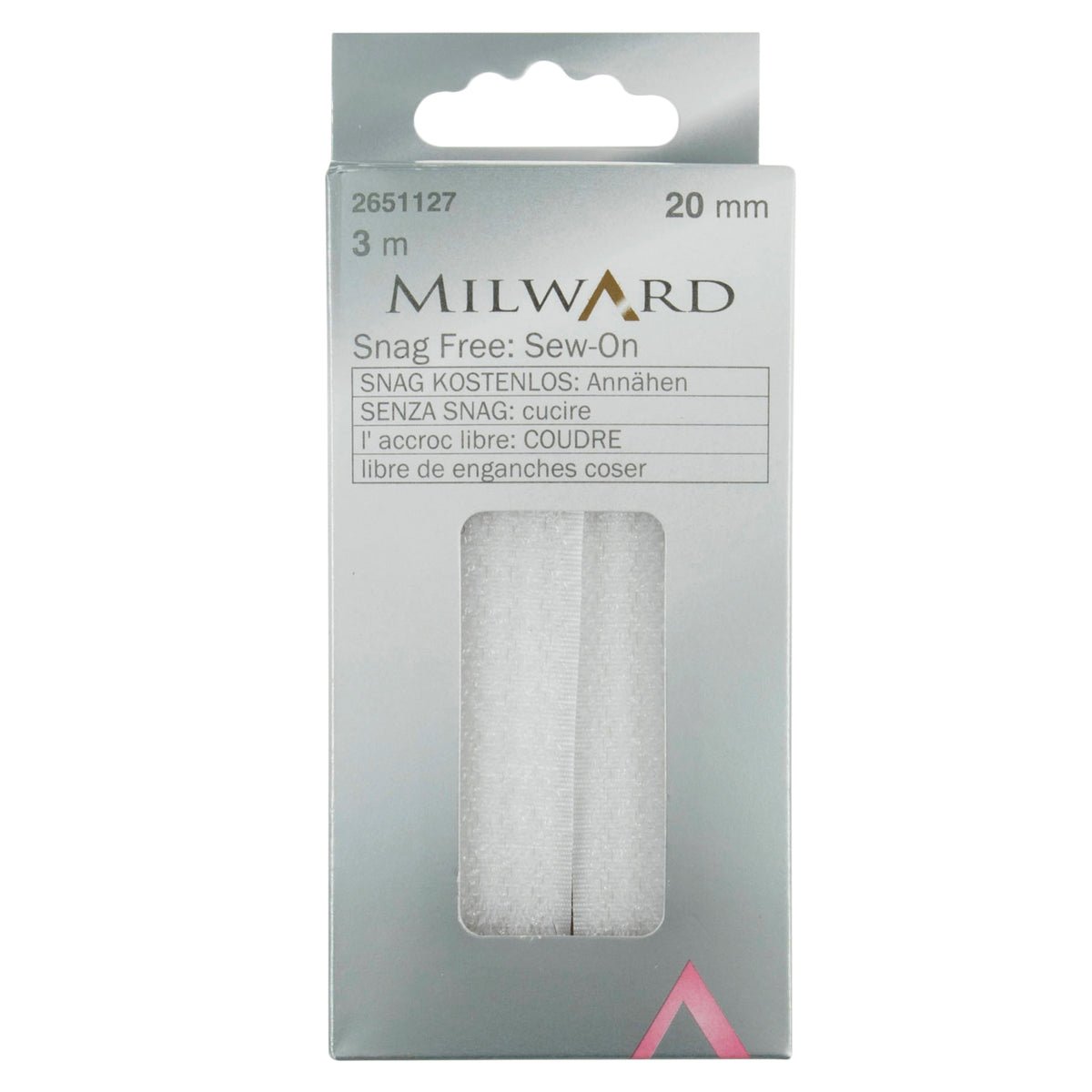 White sew-on hook and loop tape