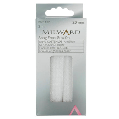 White sew-on hook and loop tape