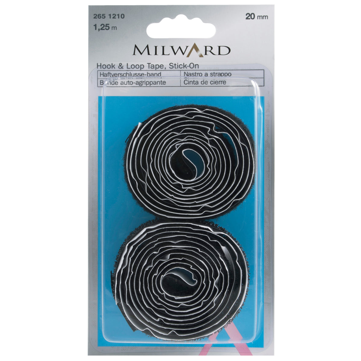 Black stick-on hook and loop tape