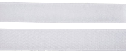 White self-adhesive hook and loop tape in retail packaging
