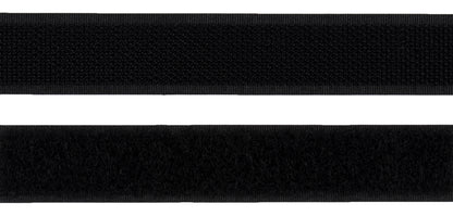 Black self-adhesive hook and loop tape in retail packaging