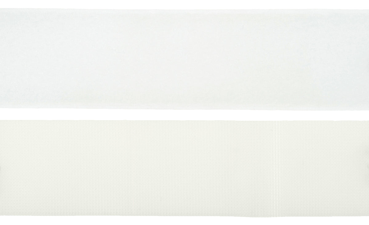 White heavy duty stick-on hook and loop tape