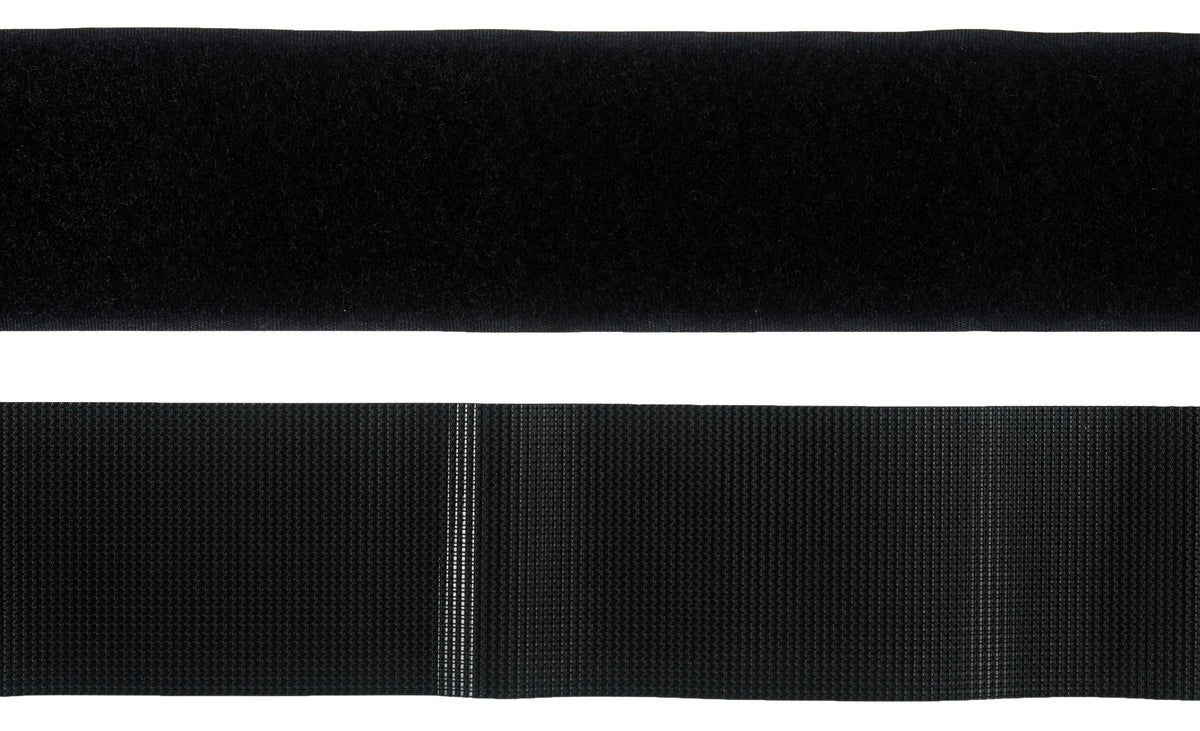 Black heavy duty stick-on hook and loop tape