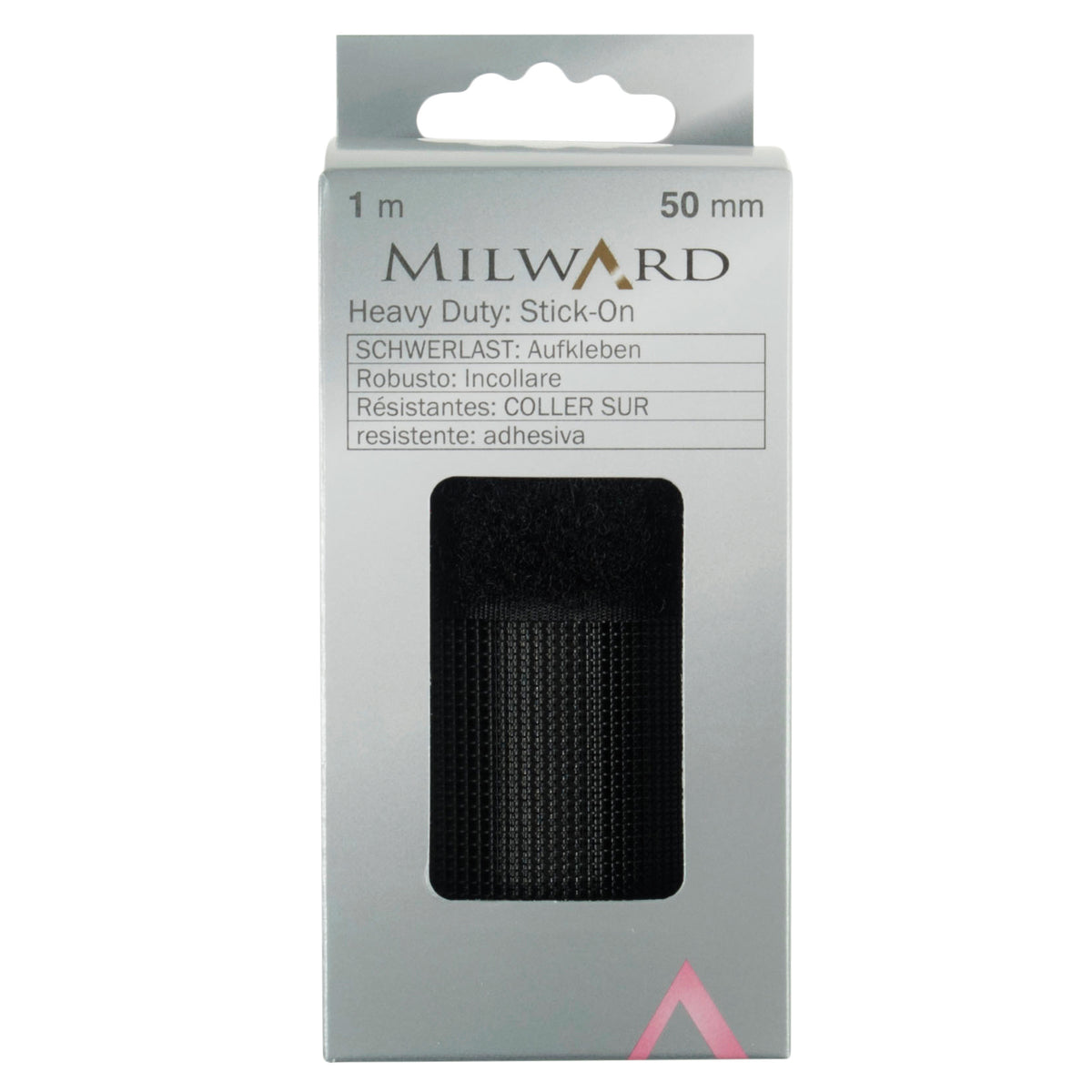Black heavy duty stick-on hook and loop tape