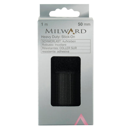 Black heavy duty stick-on hook and loop tape