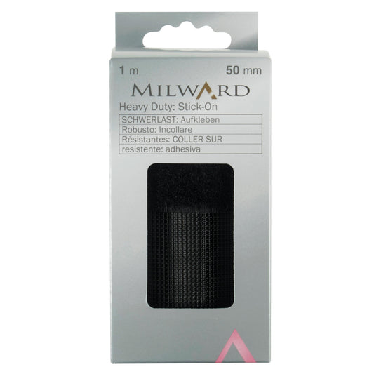 Black heavy duty stick-on hook and loop tape