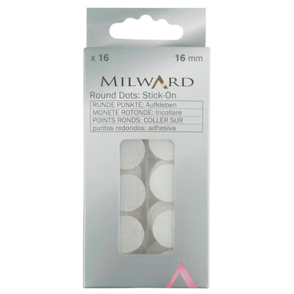 Box of 16 white round stick-on hook and loop coins