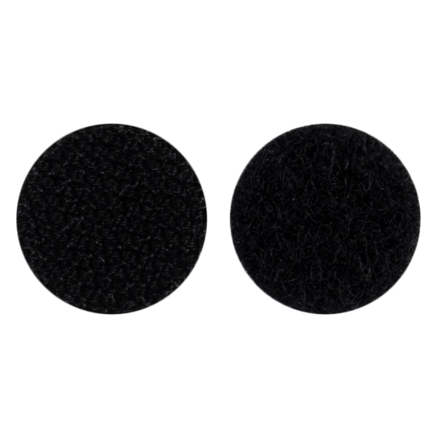 Box of 16 black round stick-on hook and loop coins