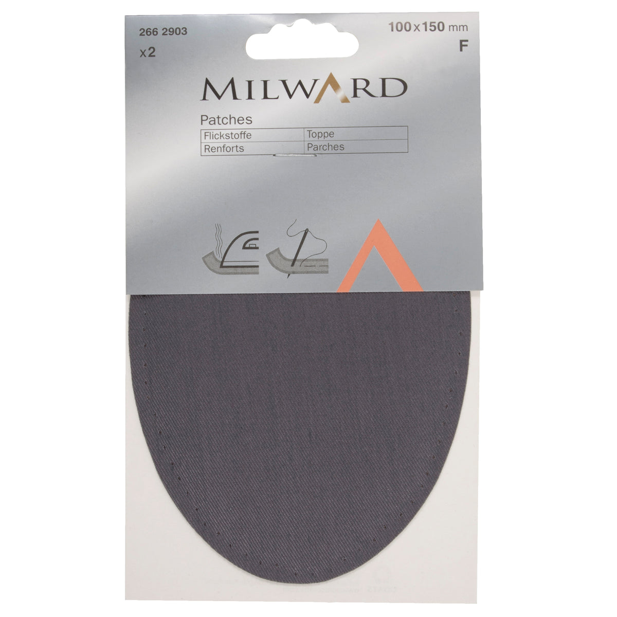 Pair of dark grey sew or iron-on patches