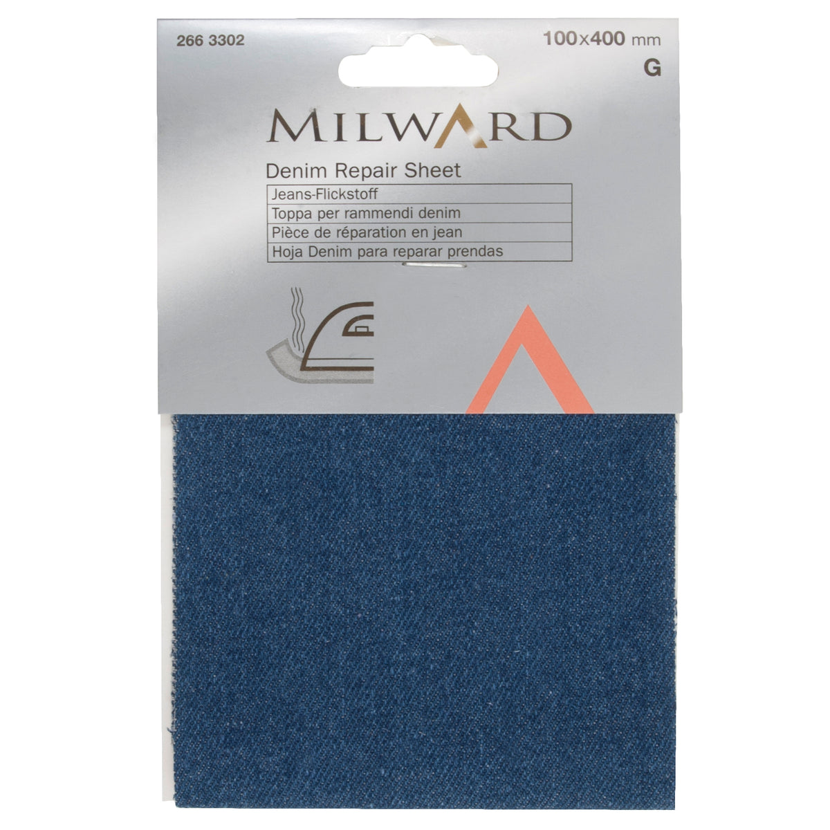 Mid Blue iron-on denim repair sheet