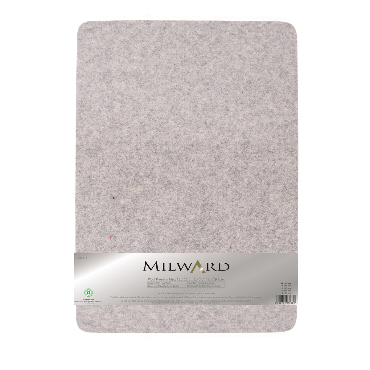 Milward grey wool pressing mat A3 42 x 29.7cm