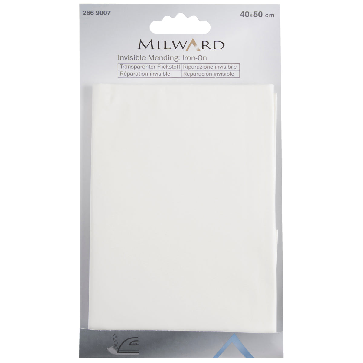 Milward iron-on invisible mending sheet in packaging