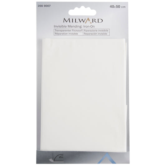 Milward iron-on invisible mending sheet in packaging