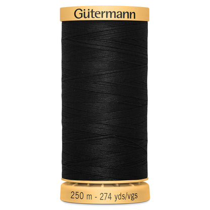 Black spool of Gutermann natural cotton thread