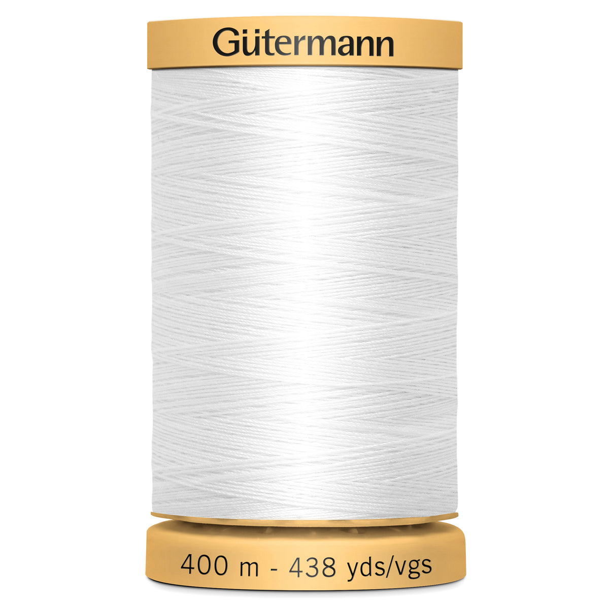 White spool of Gutermann natural cotton thread