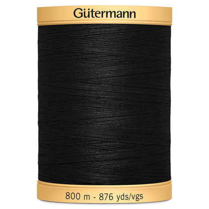 Black spool of Gutermann natural cotton thread