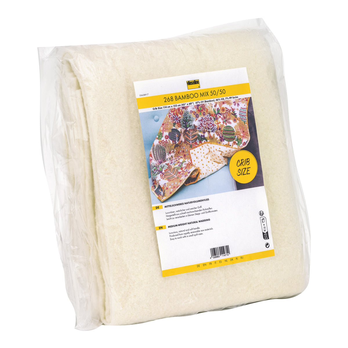 Pack of Vlieseline bamboo mix wadding, crib size