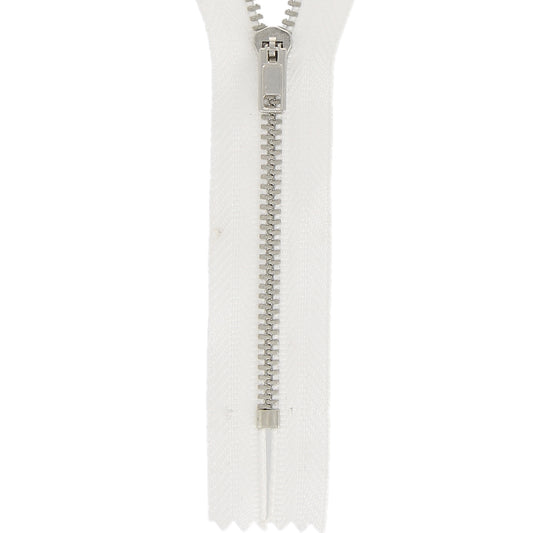 Milward 15cm white metal trouser zip