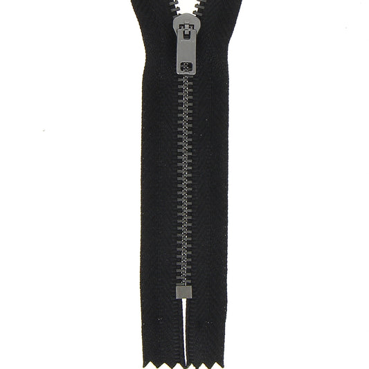 Black 15cm metal trouser zip with metal teeth