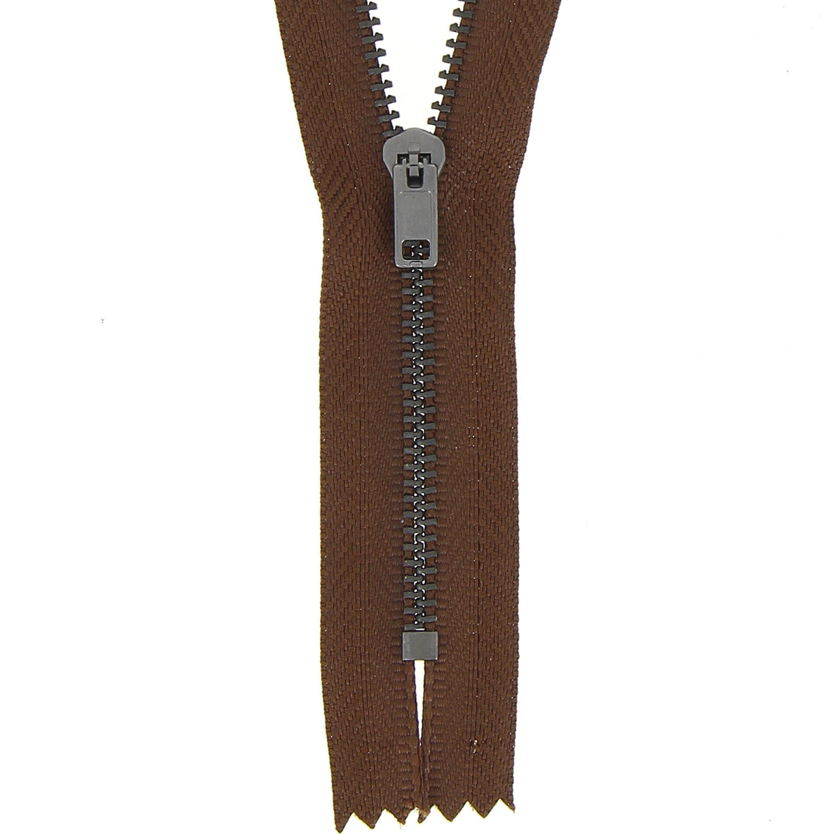 Milward mid brown metal trouser zip, 18cm closed end