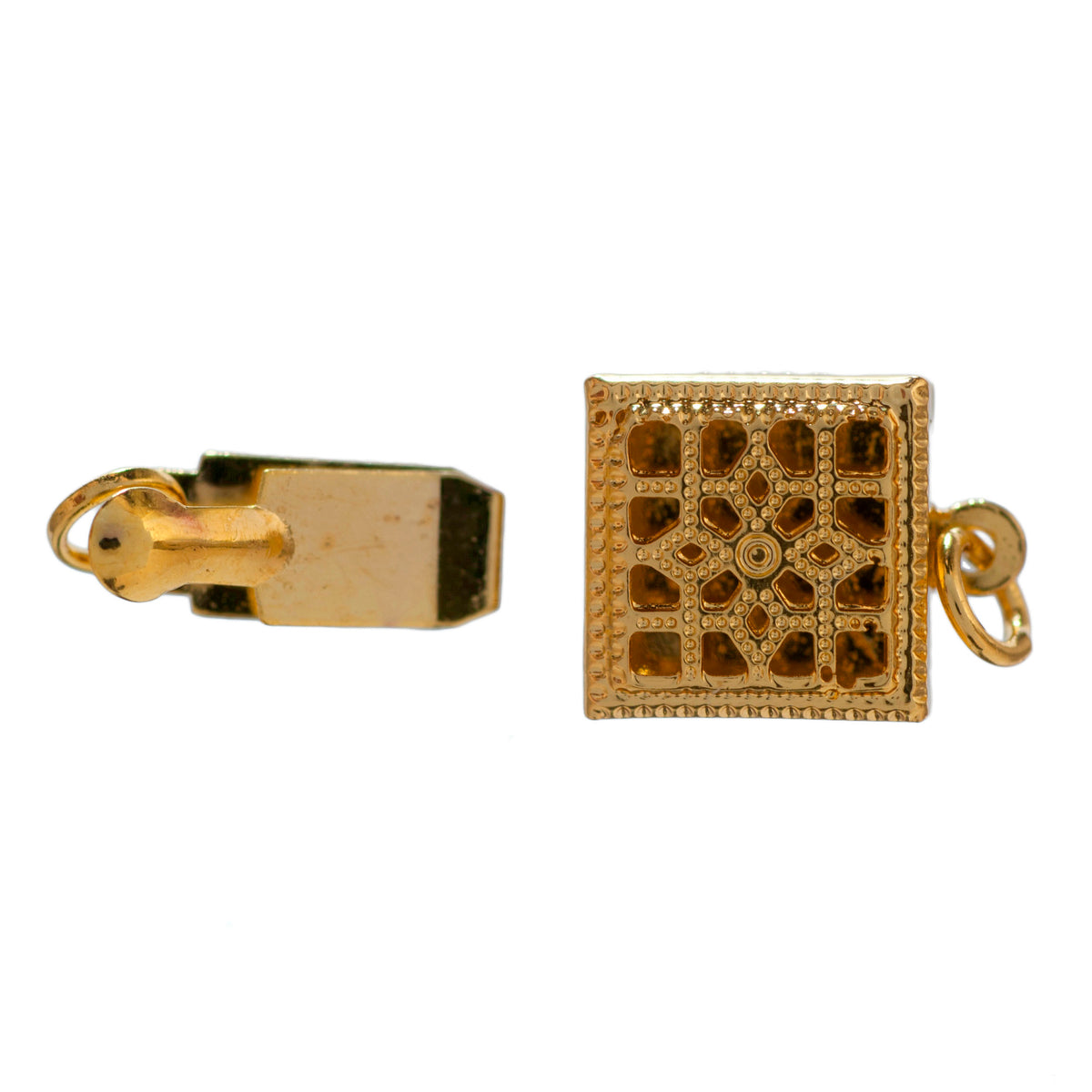 Gold square-style necklace clasp