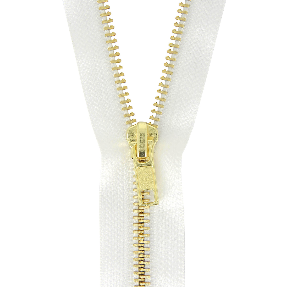 Milward white open-end brass jacket zip, 45cm