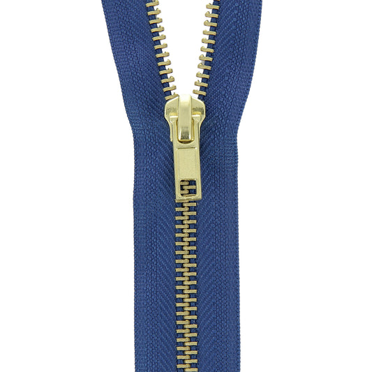 Milward mid royal blue open-end brass jacket zip, 55cm