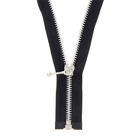 Black 12cm closed-end zip with aluminium teeth