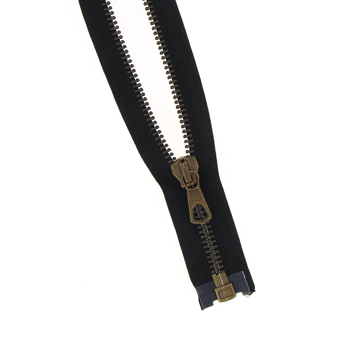 Dark Brown 60cm open-end jacket zip with chunky brass teeth