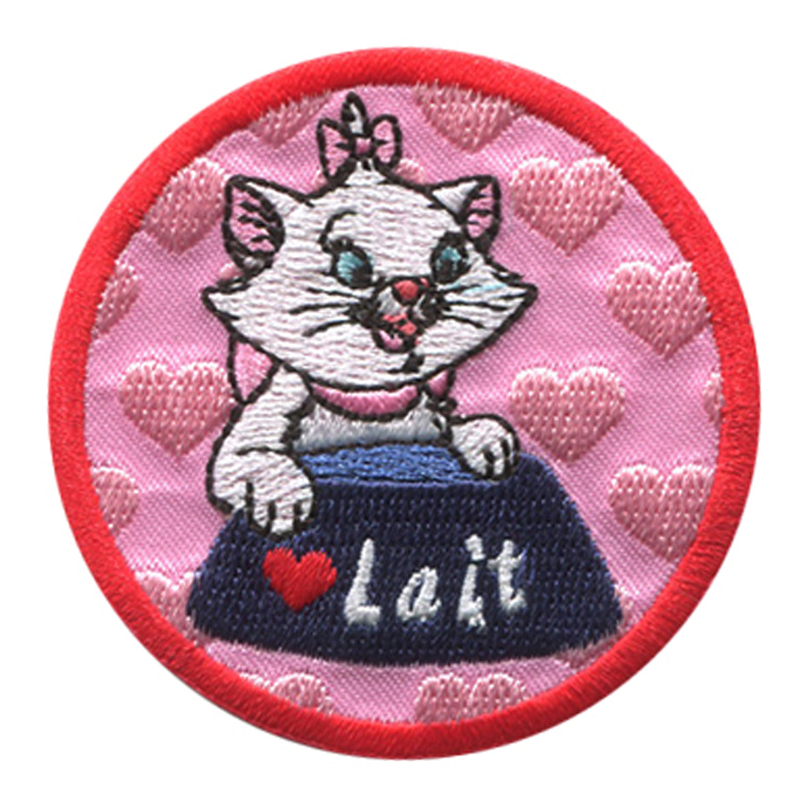 Embroidered Marie the cat iron-on motif patch