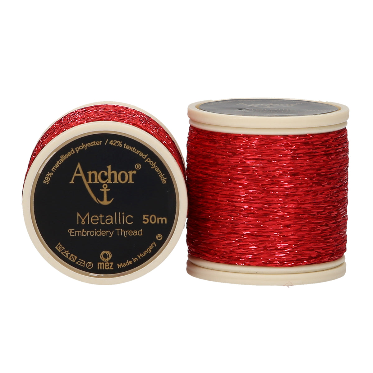 Spool of red Anchor metallic embroidery thread
