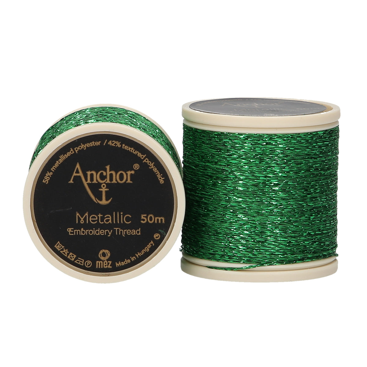 Spool of green Anchor metallic embroidery thread