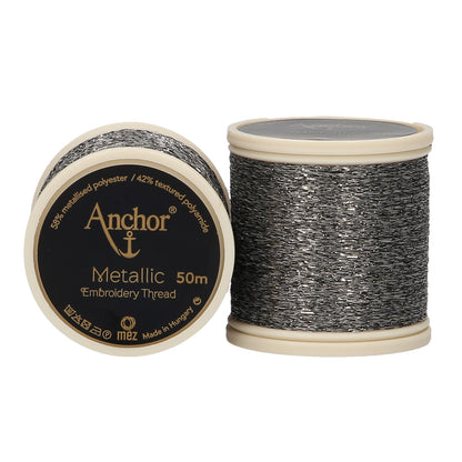 Spool of grey Anchor metallic embroidery thread