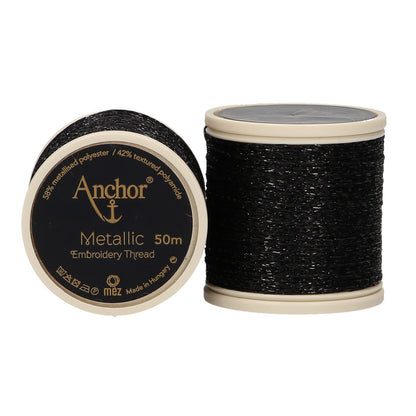 Spool of black Anchor metallic embroidery thread