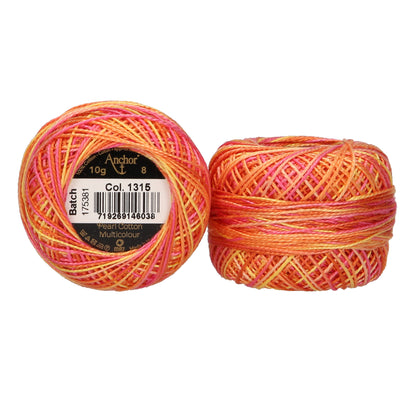 Ball of variegated pink and orange Anchor pearl cotton thread
