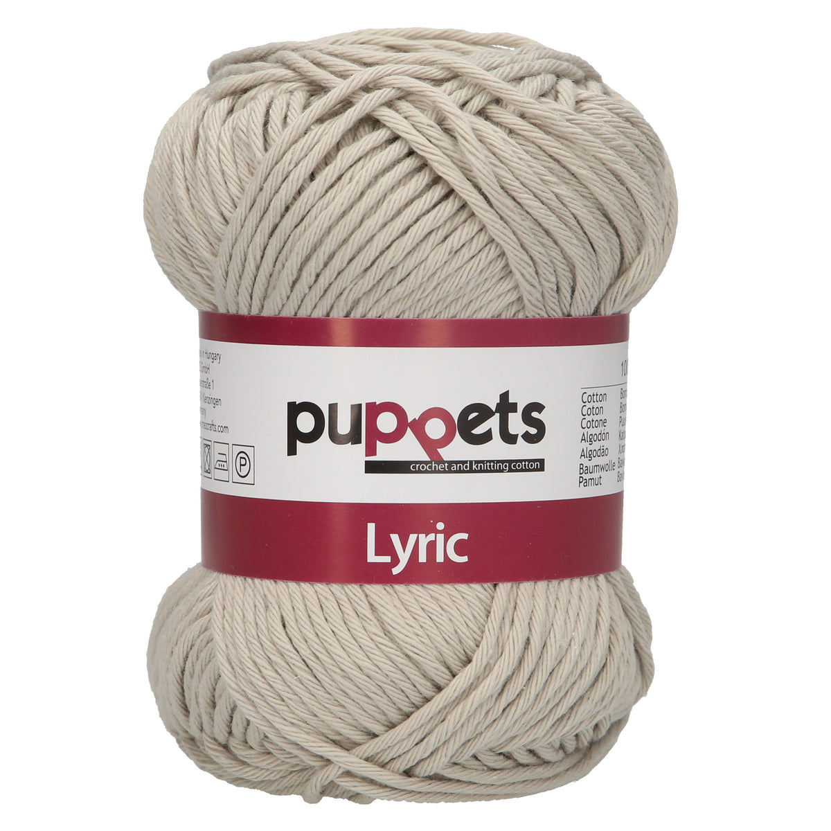 Ball of Puppets Lyric No. 8 cotton yarn in a stone colour