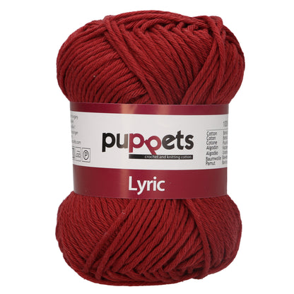 Ball of Puppets Lyric No. 8 cotton yarn in dark red
