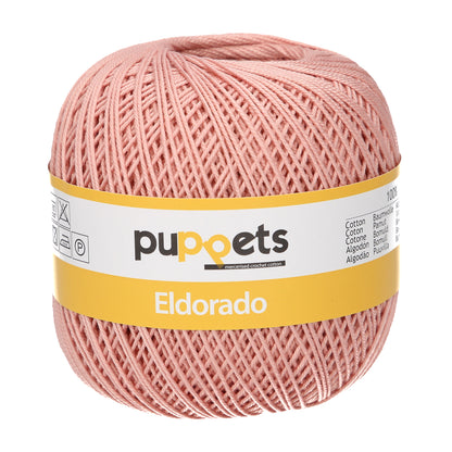 Ball of Puppets Eldorado No. 6 cotton yarn in coral