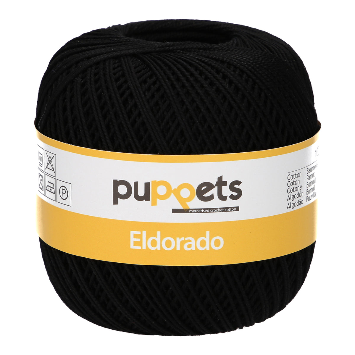 Ball of Puppets Eldorado No. 6 cotton yarn in black